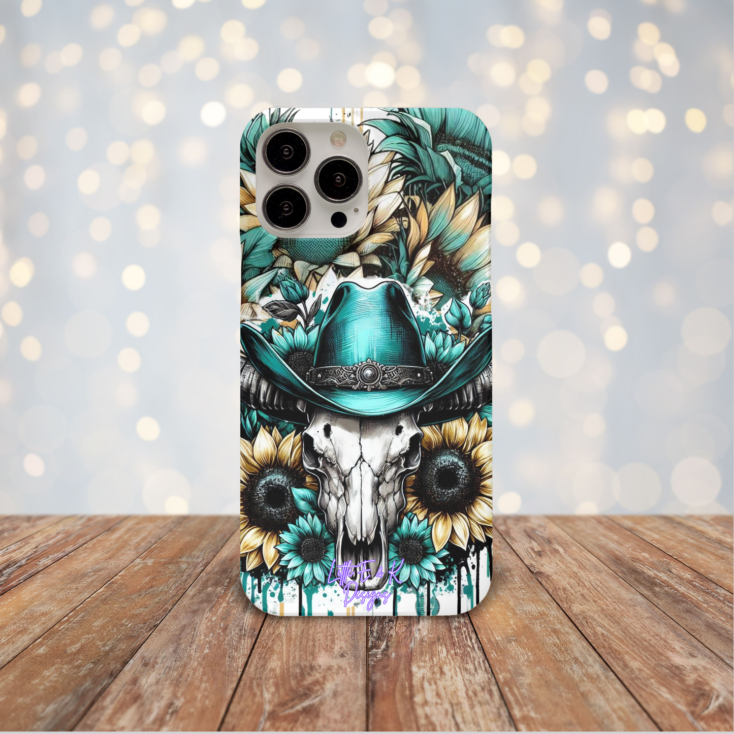 Teal Skull & Sunflowers