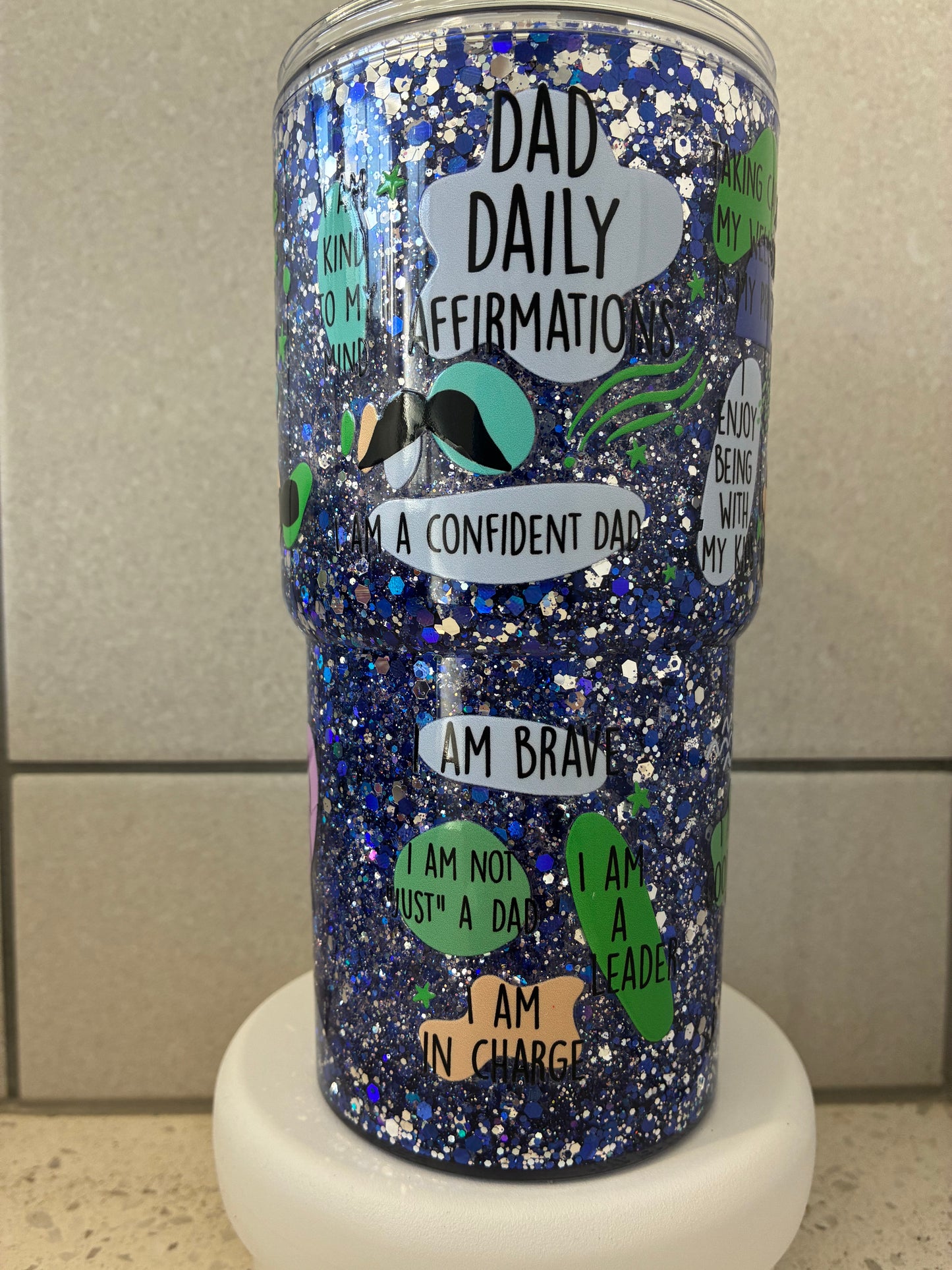 Dad Affirmations 16oz Tapered Acrylic Snowglobe