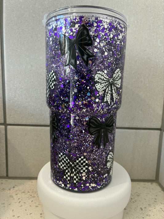 Black Bows 16oz Tapered Acrylic Snowglobe